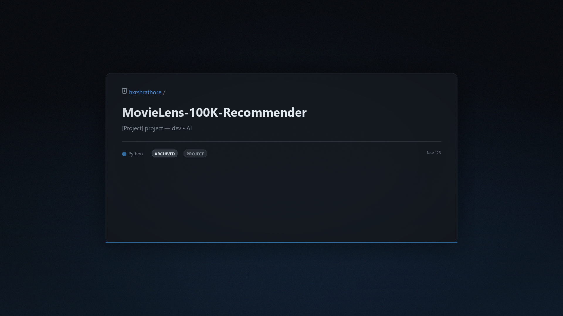 MovieLens-100K-Recommender